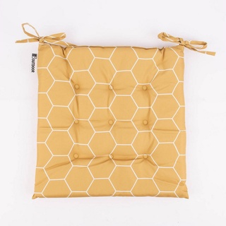 SCHÖNER LEBEN. Stuhlkissen Outdoor Stuhlkissen Bindebändern Geometrie Hexagon senfgelb 40x40x3cm gelb