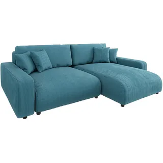 s-style möbel Ecksofa Emma Cord 4-Sitzer Türkis