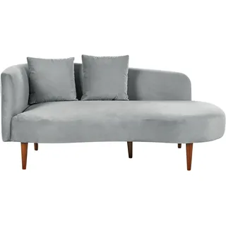 Beliani Chaiselongue Samtstoff beige Taupe mit Kissen Lehne linksseitig modern Chaumont
