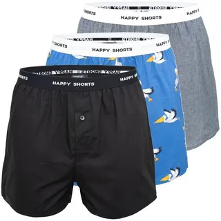 Happy Shorts Boxershorts blau / grau / schwarz XXL 3er Pack