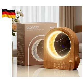 Wecker & Mondlampe, Nachttischlampe mit Lichtwecker, Tageslichtwecker,