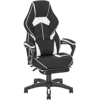 Novel Gamingstuhl, Schwarz, Weiß, Metall, Kunststoff, Textil, Sternfuß, 65x114x67 cm, Sitzfläche 360° drehbar, ausziehbare Fußstütze, Kinder- & Jugendzimmer, Jugendmöbel, Gamingstühle