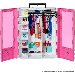 Barbie Puppenzubehör Tragbarer Kleiderschrank Pink GBK11