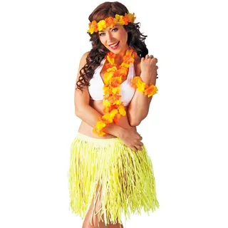 Funny Fashion Kostüm Hawaii Party Set 'Kalia' 5-tlg., Gelb - Rocklänge gelb