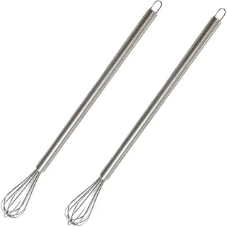 2 Stück Schneebesen Klein Edelstahl, Mini Rührbesen für Tassen & Schüsseln, 23cm Robuster Schneebesen mit Kugeln zum Aufschäumen von Milch, Schlagen von Sahne, Rühren von Teig und Soßen