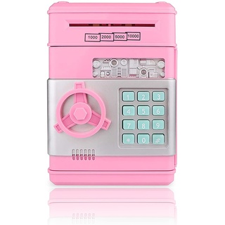 Auped Elektronische Spardose für Mädchen, Spardose Passwort Sparschwein Spielzeug Festival Geburtstag Geschenke für Kinder (Rosa)
