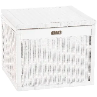 Krines Home Wäschekorb Korb mit Deckel Rattan geflochten Regalkorb, Schrankkorb Aufbewahrung, Kubus Groß weiß
