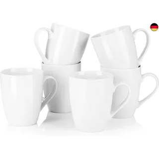 MALACASA Serie Elisa Porzellan Kaffeetassen Set 340 ml, 6-tlg Grauweißes Becher