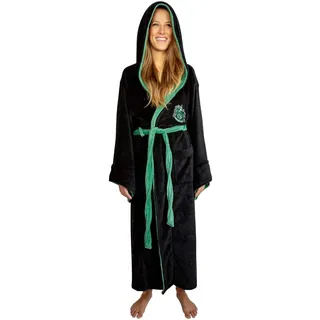 Harry Potter Slytherin House Herren Bademantel mit schwarzer Kapuze