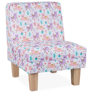 relaxdays Sessel Kindersessel mit Lama-Motiv lila|rosa|weiß