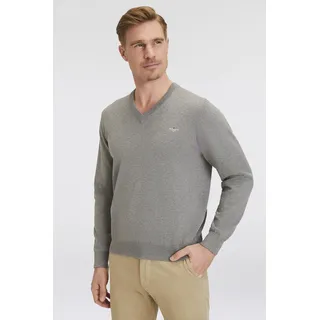 V-Ausschnitt-Pullover GANT "Classic Cotton V-Neck", Herren, Gr. XXL, grau (dunkelgrau melange), Strick, Obermaterial: 100% Baumwolle, meliert, Basic, regular fit hüftlang, V-Ausschnitt, elastischer Bund, Pullover, Premium Strickjersey aus weicher 100% Baumwolle, Übergangspullover