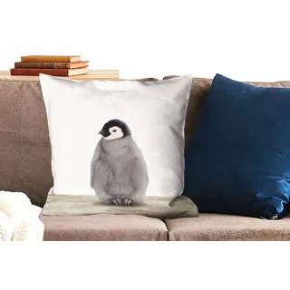 MuchoWow Dekokissen Kinder - Pinguin - Grau - Tiere - Mädchen - Jungen, Kissenbezug ohne Füllung, Kissenhüllen, 60x60 cm bunt 60 cm x 15 cm x 60 cm
