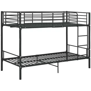vidaXL Etagenbett Schwarz Metall 90×200 cm