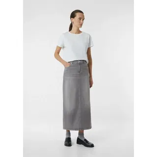 comma Maxirock Rock Langer Jeans-Rock mit Kontrast-Nähten grau 38