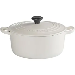 LE CREUSET Bräter Bräter Tradition rund mit Phenolknopf creme 26cm, Emailliertes Gusseisen beige