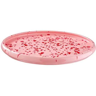 BUTLERS Dinnerteller Steinzeug - BOOGY SPLASH - spülmaschinenfest | Farbe Pink - ø27 cm - Speiseteller für Mittagessen & Abendessen - Servierteller für Hauptgerichte - Sprenkelmuster