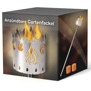 Gartenfackel für draußen Motiv Feuer 2X Brennelemente - Holzspäne mit Wachs - Schwedenfackel Pelletfackel Feuersäule Flammschalen Wachsfackel Gartenleuchte