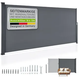 Juskys Seitenmarkise Dubai 180 x 500 cm Anthrazit