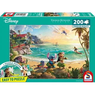 Schmidt Spiele Schmidt 56557 - Disney, Lilo & Stitch, Puzzle mit Poster, 200 Teile aus NATPAX® Graspappe