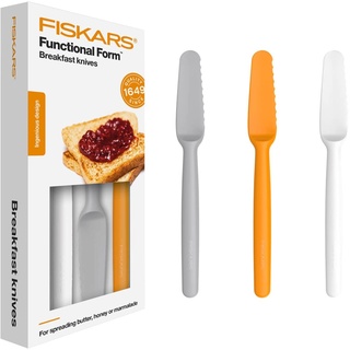 Fiskars Frühstücksmesser-Set, 3-teilig, Kunststoff, Weiß/Orange/Grau, Functional Form, 1016121