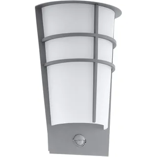 EGLO LED Außen-Wandlampe Breganzo 1, 2 flammige Außenleuchte inkl. Bewegungsmelder, Sensor-Wandleuchte aus Stahl und Kunststoff, Farbe: Silber, weiß, IP44