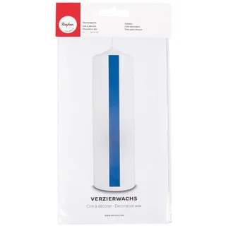 Rayher 3103709 Verzierwachs, mittelblau, 2 Verzierwachsplatten 20 x 10 cm, Wachsfolie zum Kerzen verzieren, Kerzenwachs, Wachsfolie