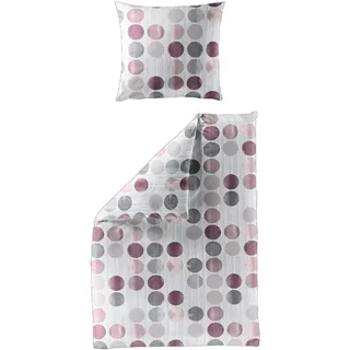 Traumschlaf Punkte Baumwolle Lila/Grau 155 x 220 cm + 80 x 80 cm