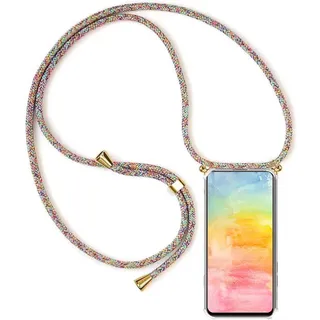 YAMCCCSE Handykette Handyhülle für Vivo V29 Lite 5G mit Band - Transparent Handy-Kette Handy Hülle mit Kordel zum Umhängen Handyanhänger Halsband Lanyard Case - Rainbow