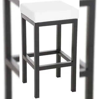 DELUKE® Barhocker KIEL - Weiß, Kunstleder, Stahl, 85cm Höhe | Barhocker ohne Lehne Barstuhl Tresenhocker Tresenstuhl Kneipenhocker Kneipenstuhl
