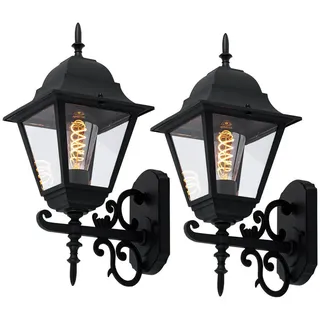 V-Tac Außenwandleuchte Aluminium Glas 44,5 cm 2er Set schwarz