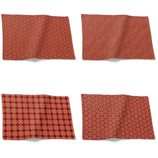 CEVAN Leinen Platzset Stoff Waschbar Chilewich Tischset Retro-Muster 4er Set, Tischsets Platzsets Retro Vintage Tischsets XXL Hitzebeständig Für Küche, Restaurant Und Büro, 21x32cm