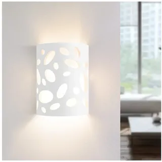 ZMH Wandleuchte Innen Modern Gipsleuchte E14 Weiß Wandlampe für Wohnzimmer Küche, Hochwertiges durchbrochenes Design, ohne Leuchtmittel, Up und Down Wandlicht fürTreppenhaus weiß