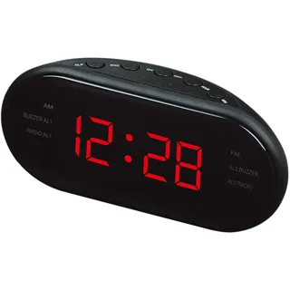 OSALADI Digitaler Funkwecker Mit Großem Gebogenem Display Und Snooze-Funktion Radio-alarmeinstellungen Rot Für Komfortable Nächte Und Sanftes Aufwachen