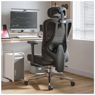 Hbada Bürostuhl (Bürostuhl ergonomisch: Schreibtischstuhl mit verstellbarem Sitz), E1Bürostuhl Ergonomisch Schreibtischstuhl mit Verstellbarer Kopfstütze schwarz