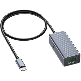 IVSHOWCO Lightning-zu-RJ45-Ethernet-LAN-Netzwerkadapter für iPhone [Apple MFi-Zertifiziert], iPad-zu-Ethernet-Adapter mit Ladeanschluss, 100 Mbit/s High Speed, Plug and Play (1,65 Fuß)