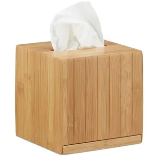 Relaxdays Kosmetiktücherbox quadratisch Hellbraun