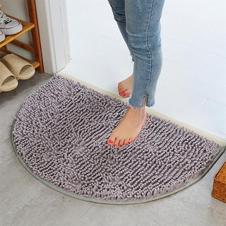Badematte, rutschfest, saugfähig, Badematte, Badezimmer, Duschvorleger, halbrund, Chenille-Teppich, bequeme Bodenmatte für Badewanne, Duschraum (grau)
