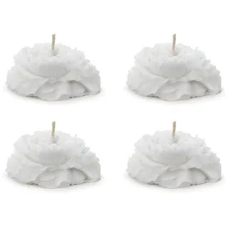 Partydeco Schwimmkerzen Pfingstrose Wachs 4x8cm 4 Stück - schwimmende Kerzen in Blumen Form - Tischdeko Wachskerzen für Hochzeit & Verlobung - Hochzeitsdeko Partydeko Dekokerzen Weiß