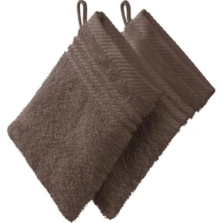 REDBEST Waschhandschuh, Waschlappen New York 2er- Pack Taupe Größe 15x21 cm - leichte, weiche Qualität, saugstark, sehr strapazierfähig, 100% Baumwolle