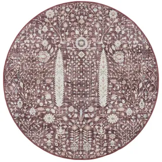 benuta Vintage-Teppich, Bordeaux, Kunststoff, Vintage, Rund, 120x120 cm, Oeko-Tex® Standard 100, in verschiedenen Größen erhältlich, rutschfeste Unterfläche, waschbar, Teppiche & Böden, Teppiche, Vintage-Teppiche