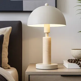 Tischlampe Tischleuchte Schlafzimmerlampe Travertin Stein Pilzlampe 1 flammig