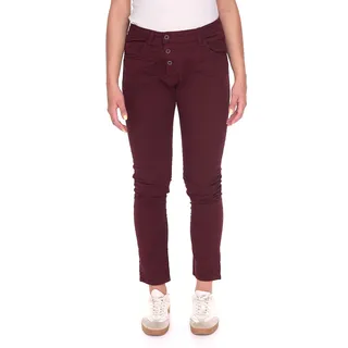 PLEASE Damen Baumwoll-Jeans modische Denim-Hose Slim-Fit 14360933 Bordeaux-Rot - XS