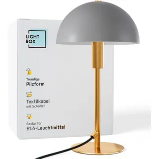dekorative Tischlampe - in Pilzform mit Schalter - 36cm Höhe Gold/Matt