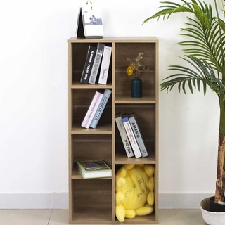 BAKAJI Bücherregal Vela 7 Etagen Haus und Büro offener Schrank mit Regalen, Würfelregal, moderner Aufbewahrungsschrank, ideal für Studio, Wohnzimmer, Wohnzimmer, Holzstruktur (Eiche)