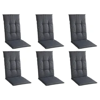 GO-DE Stuhlauflagen Hochlehner 6er Set INDIGRO, Dunkelgrau - Hochlehner - 6er Set