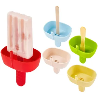 5 Stück Tropffreier Eis am Stiel-Halter für Kinder, MEETRUE BPA-Frei Eishalterung Kinder Eisstielhalter mit Integriertem Strohhalm Silikon Eislutscher Halter Eishalter