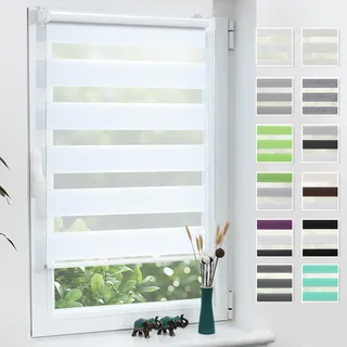 Grandekor Doppelrollo Klemmfix ohne Bohren 50x130 cm (Stoffbreite 50 cm)