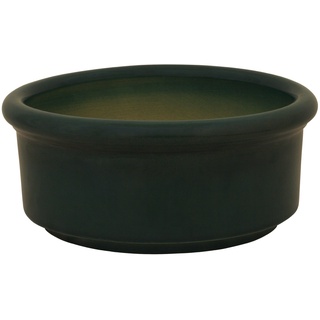 K&K Keramik Bonsaischale rund 3 Liter Pflanzschale Halle, 25x11 cm robust, dickwandig, frostfest aus Steinzeug-Keramik (grün)