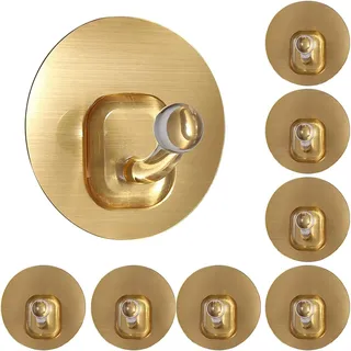 Uten Wandhaken Gold Selbstklebend, Klebehaken Handtuchhaken Kleiderhaken | ohne bohren, 10 Stück Wasserdicht, Ölfest für Bad, Küche, Büro, Schlüssel, (Max. 5kg)