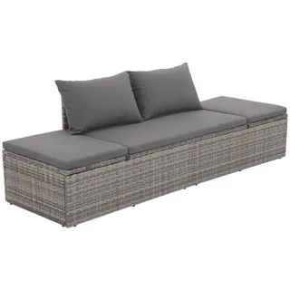 vidaXL Polyrattan Gartenbett grau